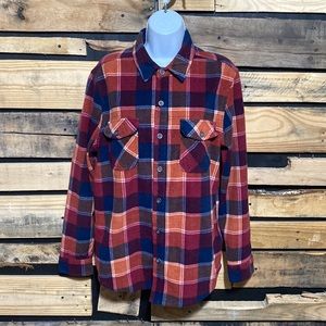 Freedom Foundry Medium M Mens Fleece Button Up‎ Shirt Pockets Long Sleeve Red